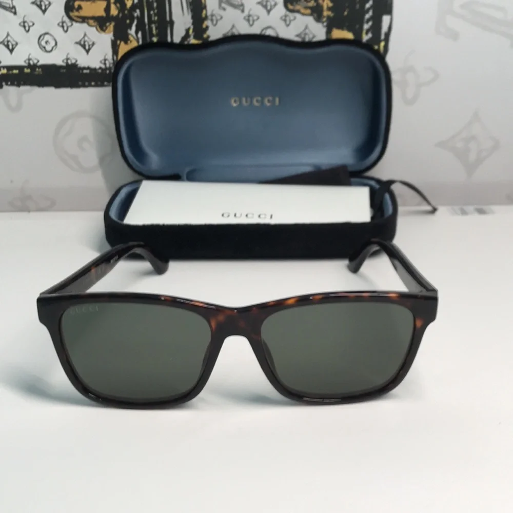 ✨ Brand New Gucci GG0746S 003 Sunglasses – Dark Havana with Green Lenses ✨